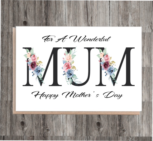 Wonderful Mum Mother's Day Card, Card for Mum, Mothers Day Card